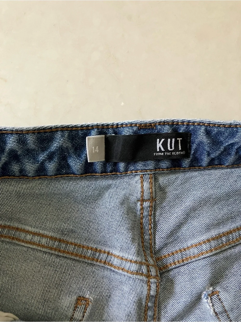 Kut From The Kloth Margo Jean Shorts High Rise Long Short Denim 14 medium wash